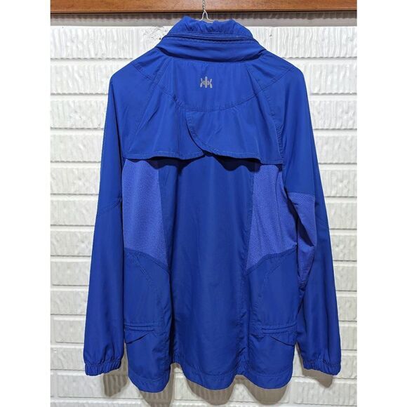 Kyodan Women's Bright Blue Soft Zip Retractable Hood Windbreaker Jacket Large - Picture 3 of 9